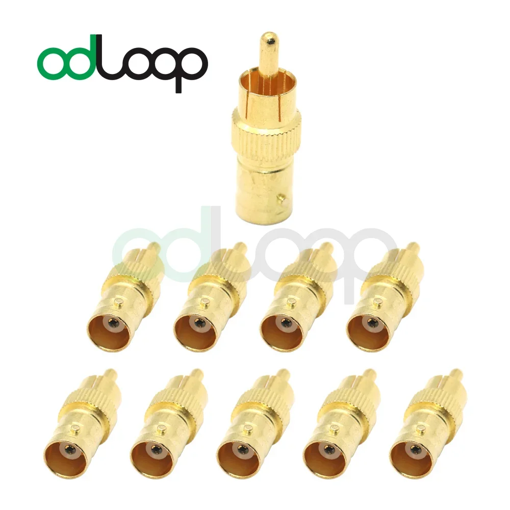 

ODLOOP 10-Pack Gold Plated BNC Female Jack To RCA Male Plug Adapter Straight Connector for CCTV Security Camera