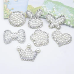 10Pcs Crown Round Heart Rabbit Flower Butterfly Bow Tie Rhinestone Patches for Clothes Home Decor Applique Headwear Supplies