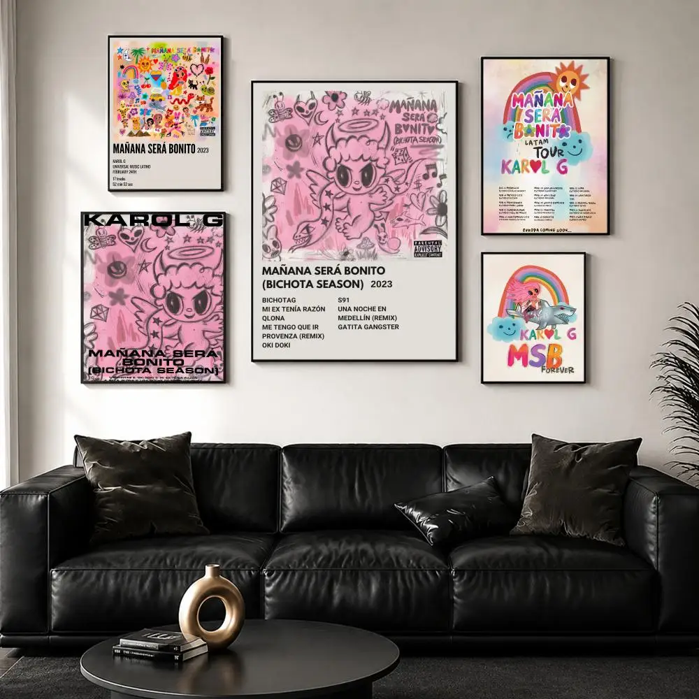 Cartoon Manana Sera K-Karol G Poster Perfect Sticker Self Adhesive Wall Art Decor for Home Office Dining Spaces