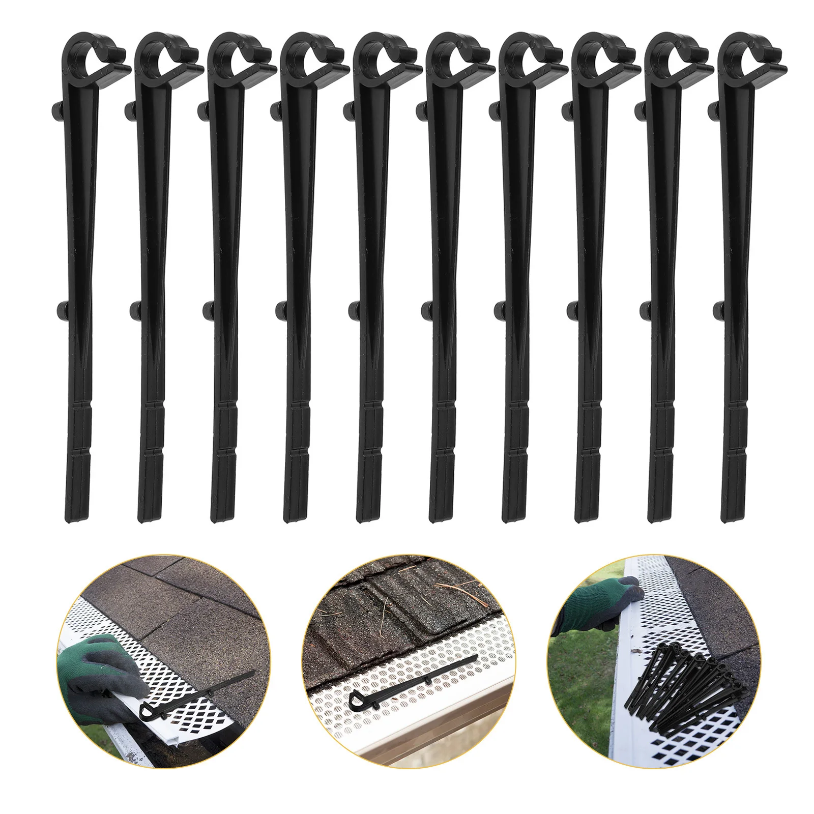 

50Pcs Gutter Guard Clips Black Plastic Fixed Hooks Securing Roof Gutter Guard Mesh Mounting Attachment Accessories