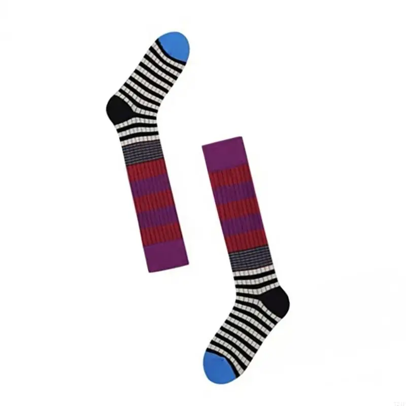 T21F Women's Knee Highs Socks,Fashion Striped Stockings Cosplay Thigh Highs Stockings