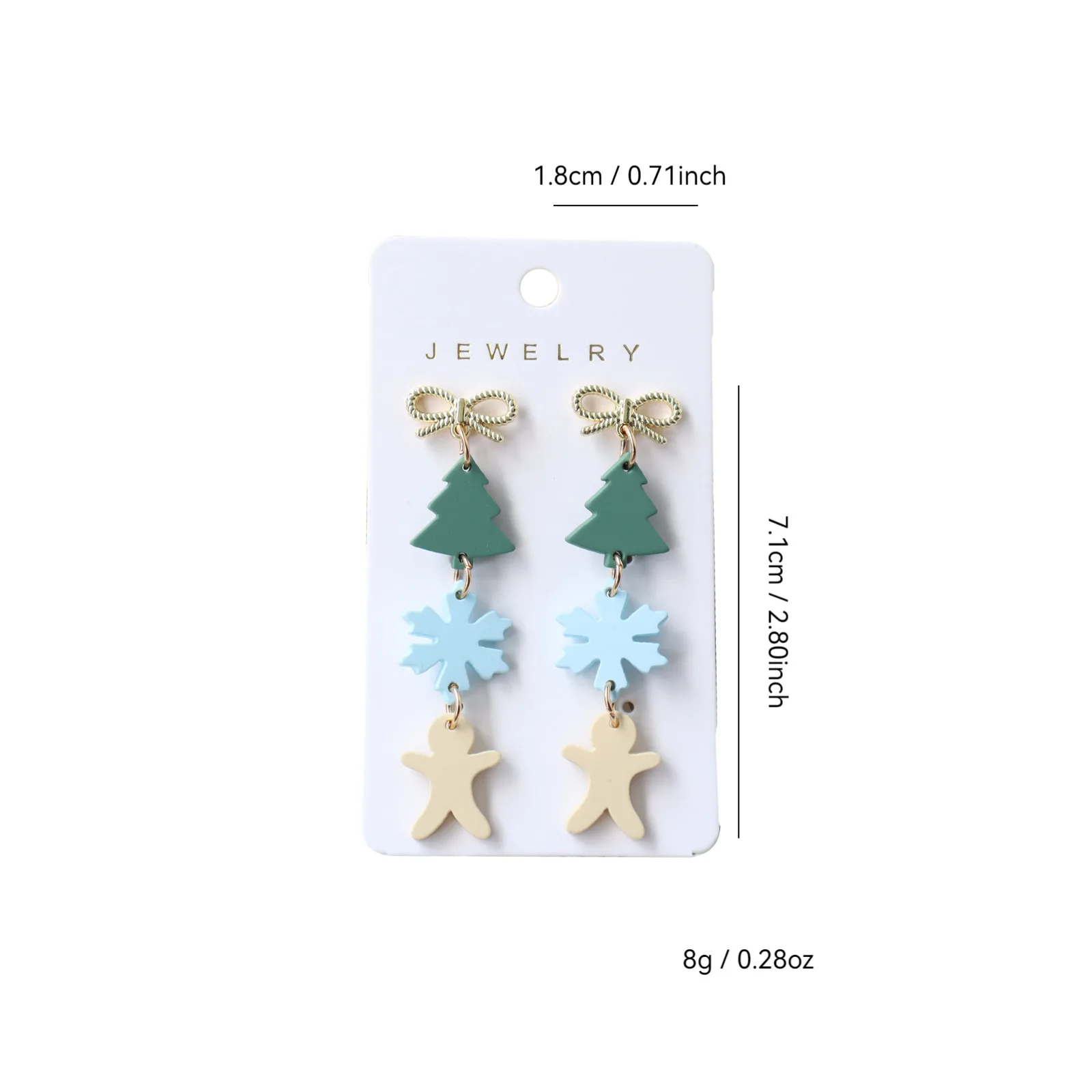 1 زوج الاكريليك شجرة عيد الميلاد ندفة الثلج وأقراط للمرأة تقليد لينة السيراميك الخبز الطلاء الزنجبيل رجل مجوهرات هدية