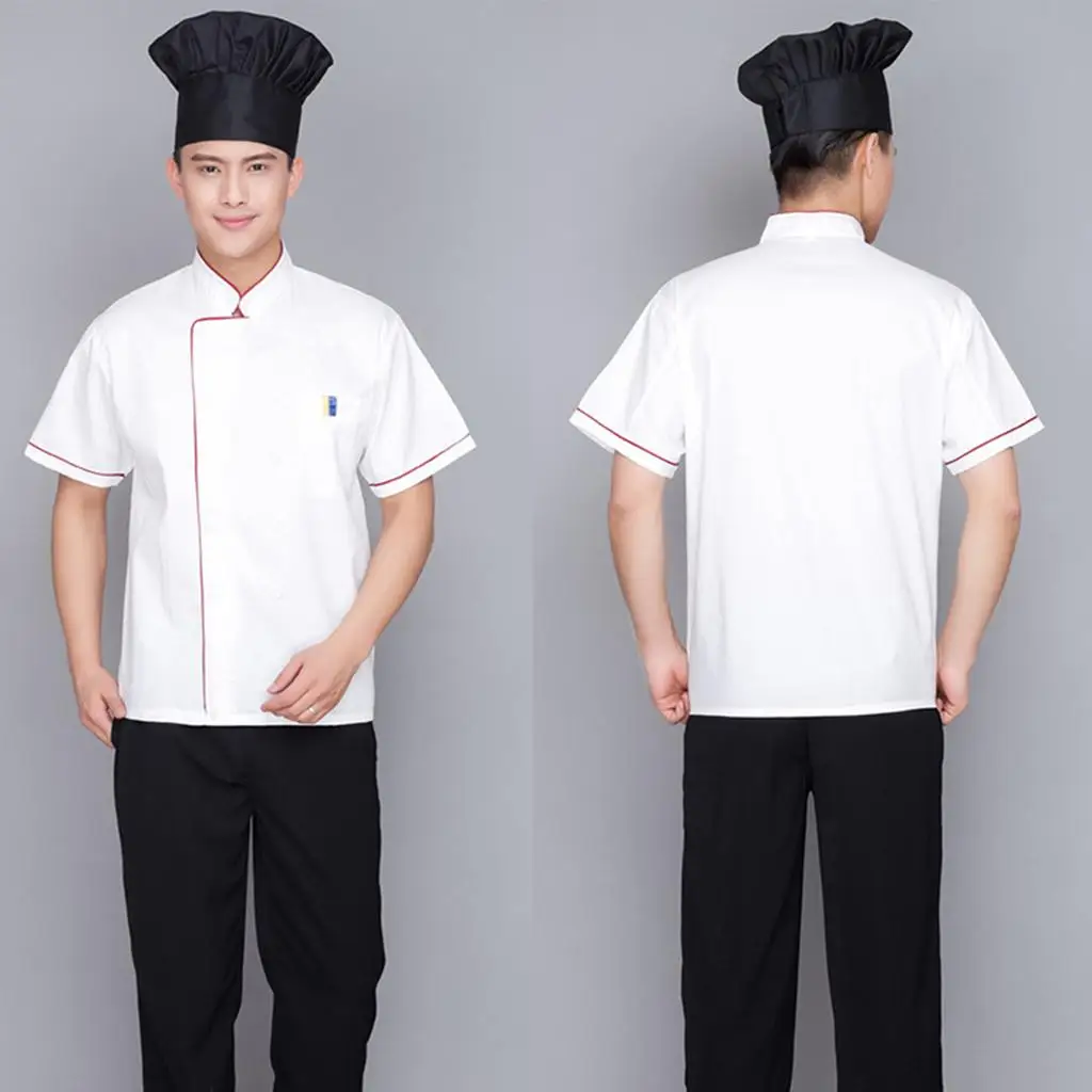 

Unisex chef's clothing short-sleeved double-breasted chef's jacket chef's coat