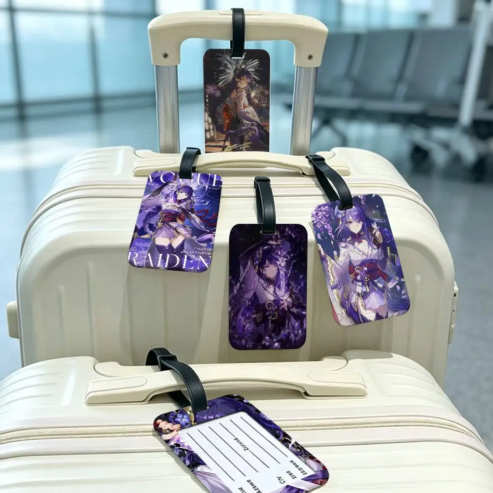Raiden Shogun Genshin Impact PVC Baggage Identification Tag Anti lost Information Card Holder Travel Suitcase Name Tag