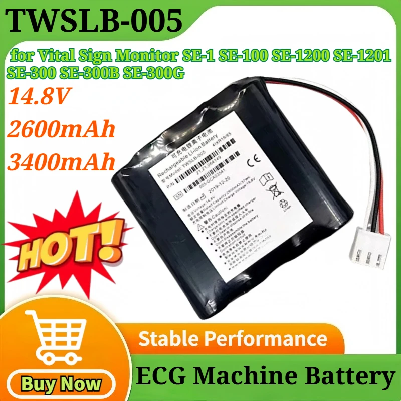 

14.8V 2600mAh/3400mAh TWSLB-005 HYLB-102 Battery for Vital Sign Monitor SE-1 SE-100 SE-1200 SE-1201 SE-300 SE-300B SE-300G