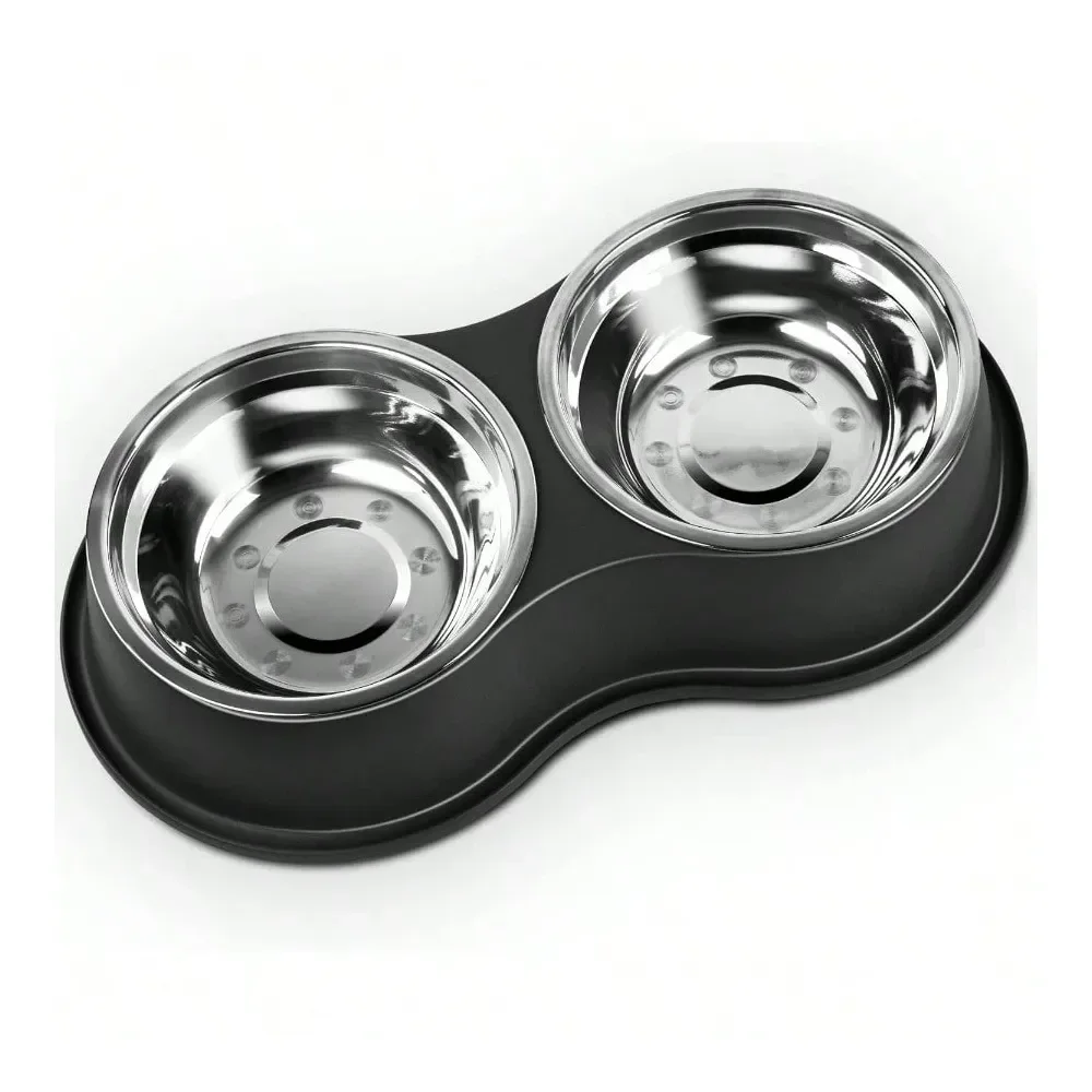 

Dog Supplies Dogs Accessories Bowls Large Double Dog Water And Food Bowls Stainless Steel Bowls With NonSlip Resin Station Pet F