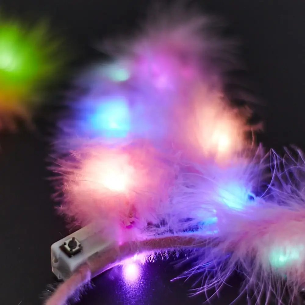 Toy Hair Ornament Party Decorations Korean Style Hair Accessories Fairy Rabbit Ear Women Hair Wear Glowing Feather Headband