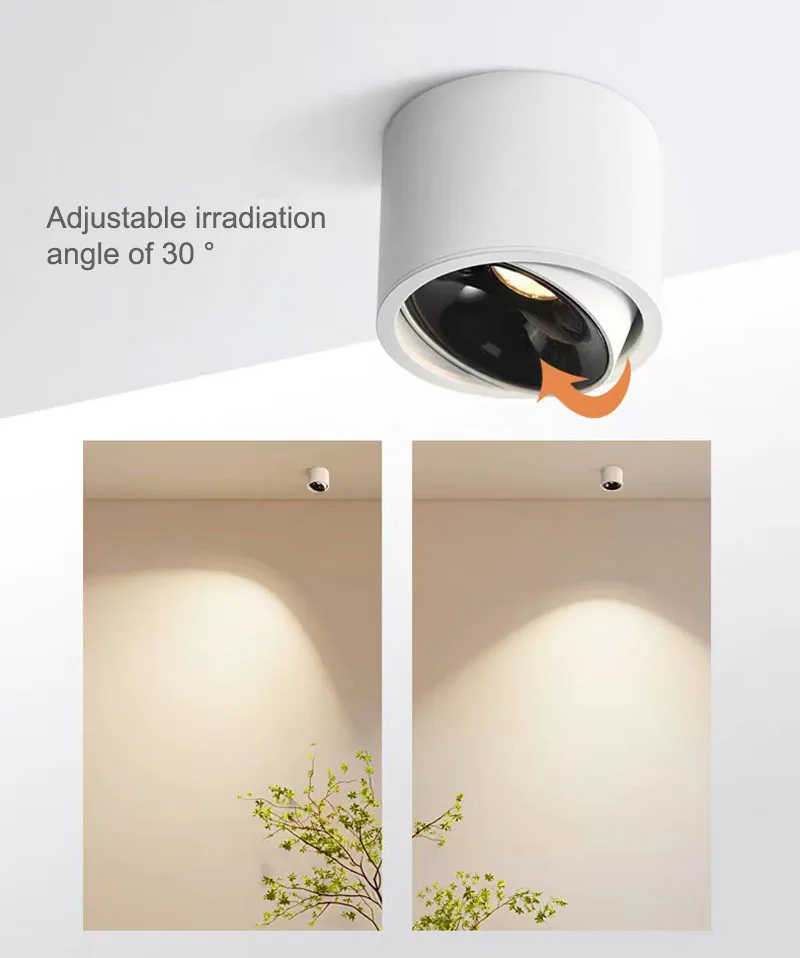 Foco LED COB de ángulo ajustable, luz de techo pequeña montada en superficie, iluminación interior, superbrillante, 5W, 7W, 9W, 12W, 15W