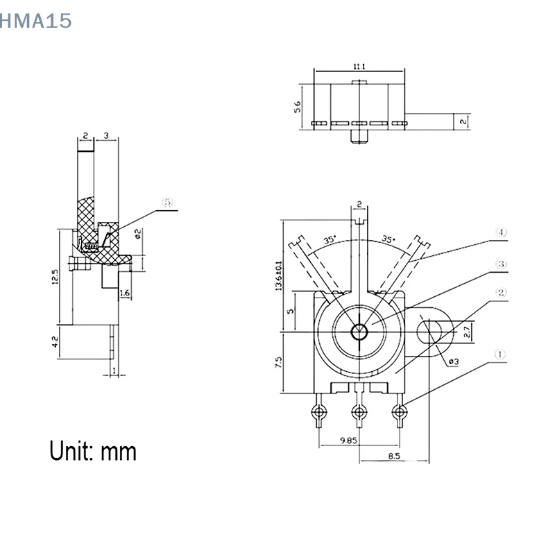 [EL] 10 قطعة مفتاح كشف ملحوم KFC-V-213 ثلاثة دبوس التصحيح الأذن واحدة مقبض أزرق إعادة تعيين مفتاح اهتزاز اليسار واليمين