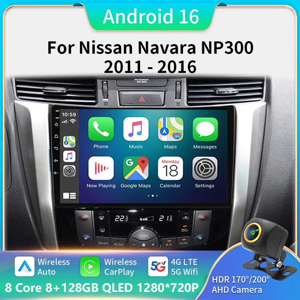 

10" Android Auto For Nissan NAVARA Frontier NP300 2015 - 2024 Car Radio Multimedia Video Player BT GPS Navigation QLED screen