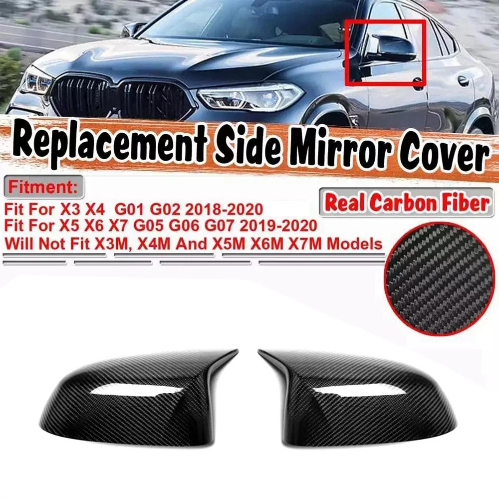 Carbon Fiber Rearview Side Mirror Cover for BMW- X3 G01 X4 G02 X5 G05 Side Door Rearview Cover Caps 2018 2019 2020+