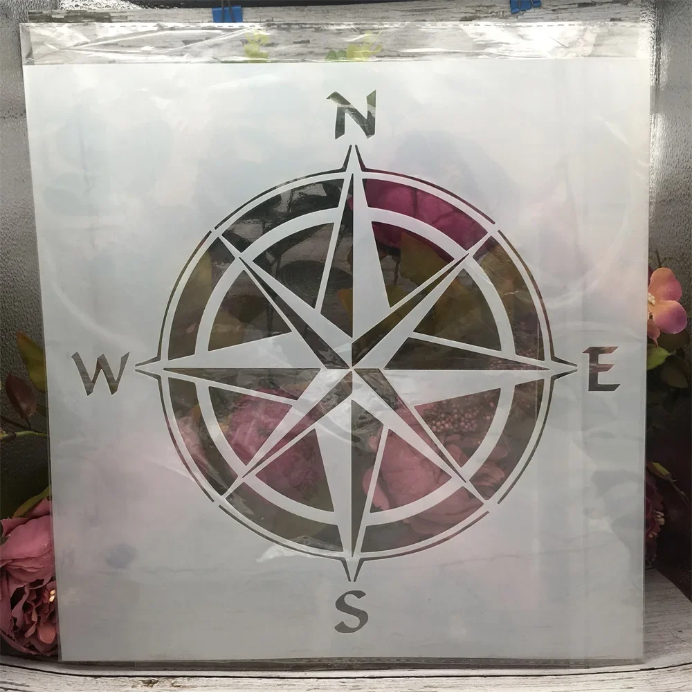 30*30cm Big Compass Navy DIY Layering Stencils Wall Painting Scrapbook Coloring Embossing Album Decorative Template