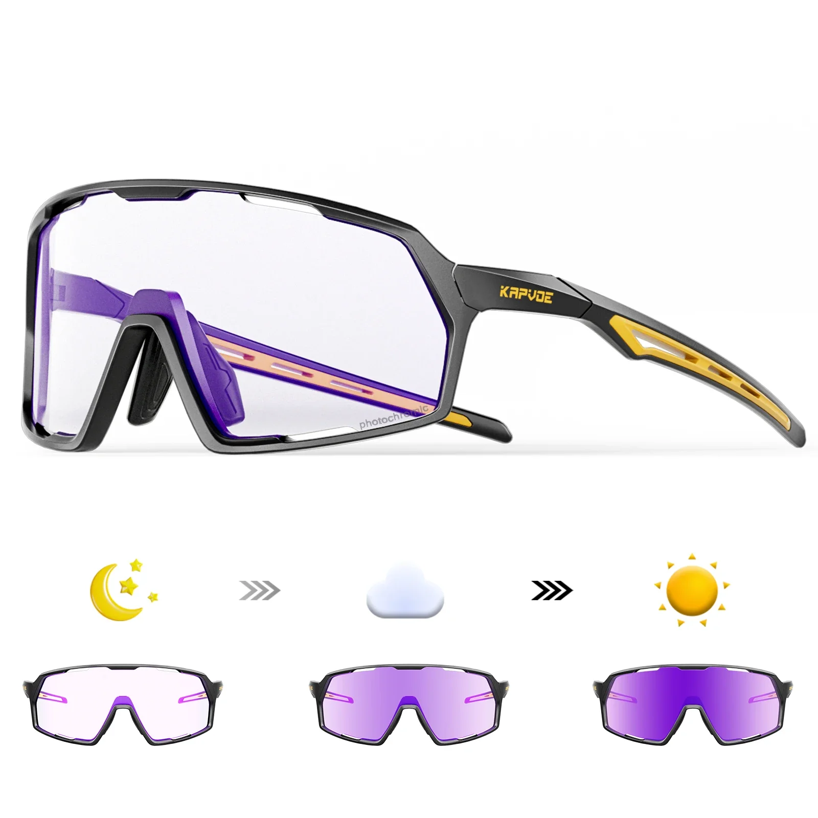 Kapvoe Photochromic Cycling Sunglasses Man MTB Climbing Glasses Outdoor Sports Bike Glasses Women Driving Bicycle Goggles UV400