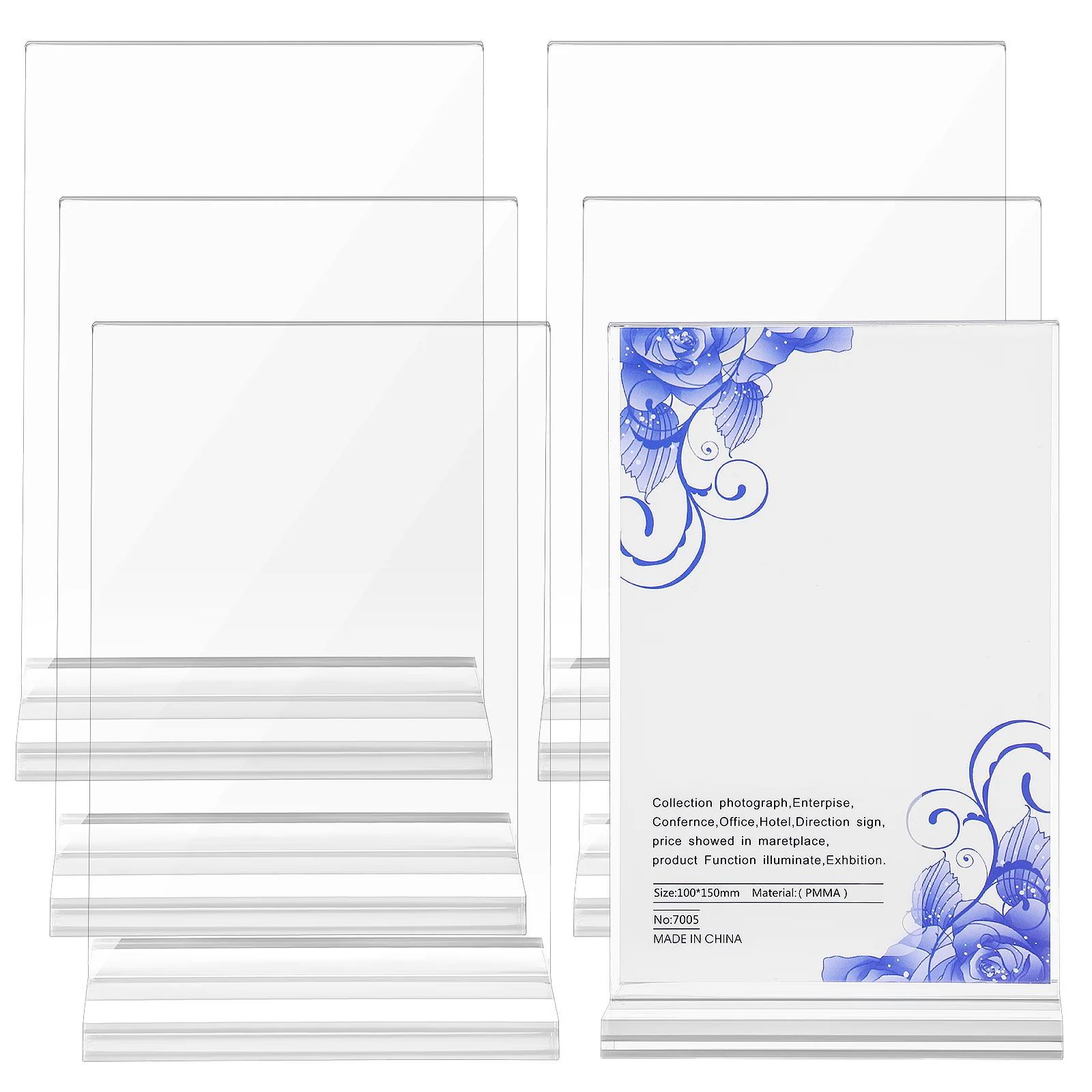 6Pcs Acrylic Sign Holder Display Stand Paper Holder Document Menu Brochure Clear Desk Organizer Display Stand Table Price Signs