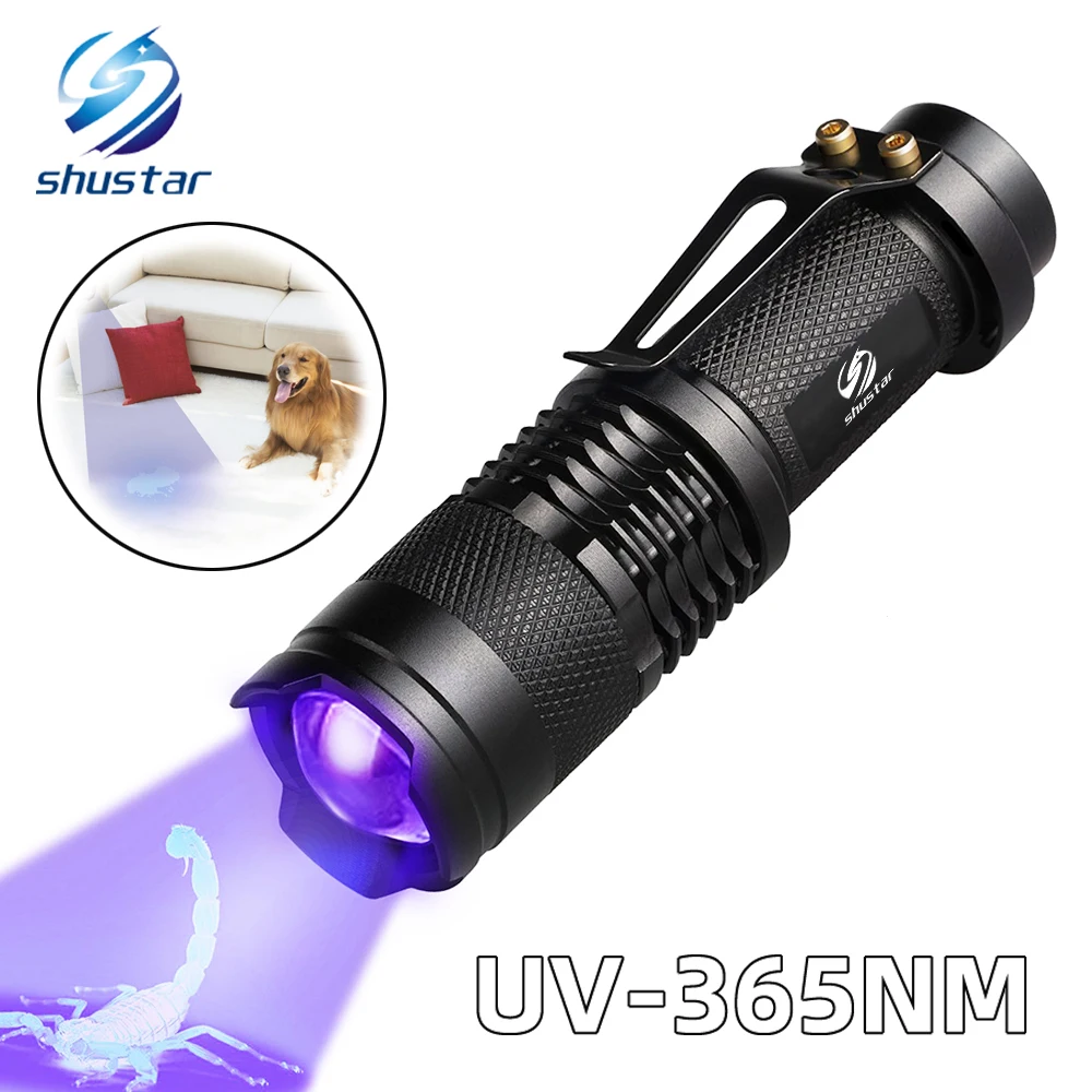 lanterna ultra violeta com funcao zoom mini luz uv negra pet detector de manchas de urina escorpiao usar bateria aa 365nm 01