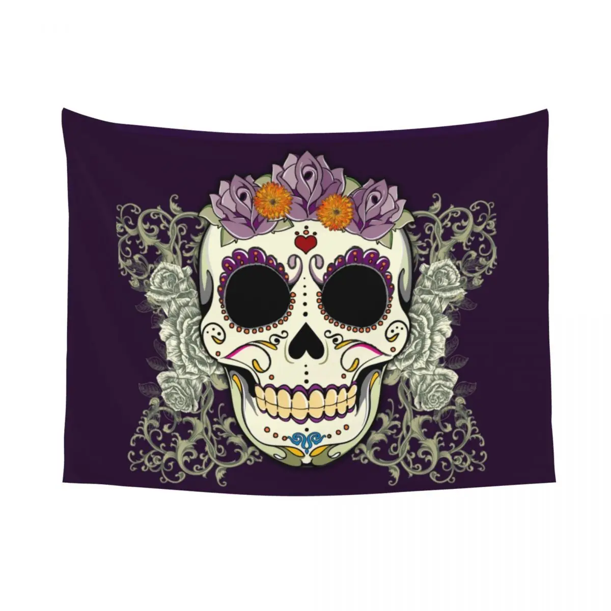 Vintage Flowers Tapestry Wall Hanging for Living Room Customized Hippie Sugar Skull Tapestries Home Decor