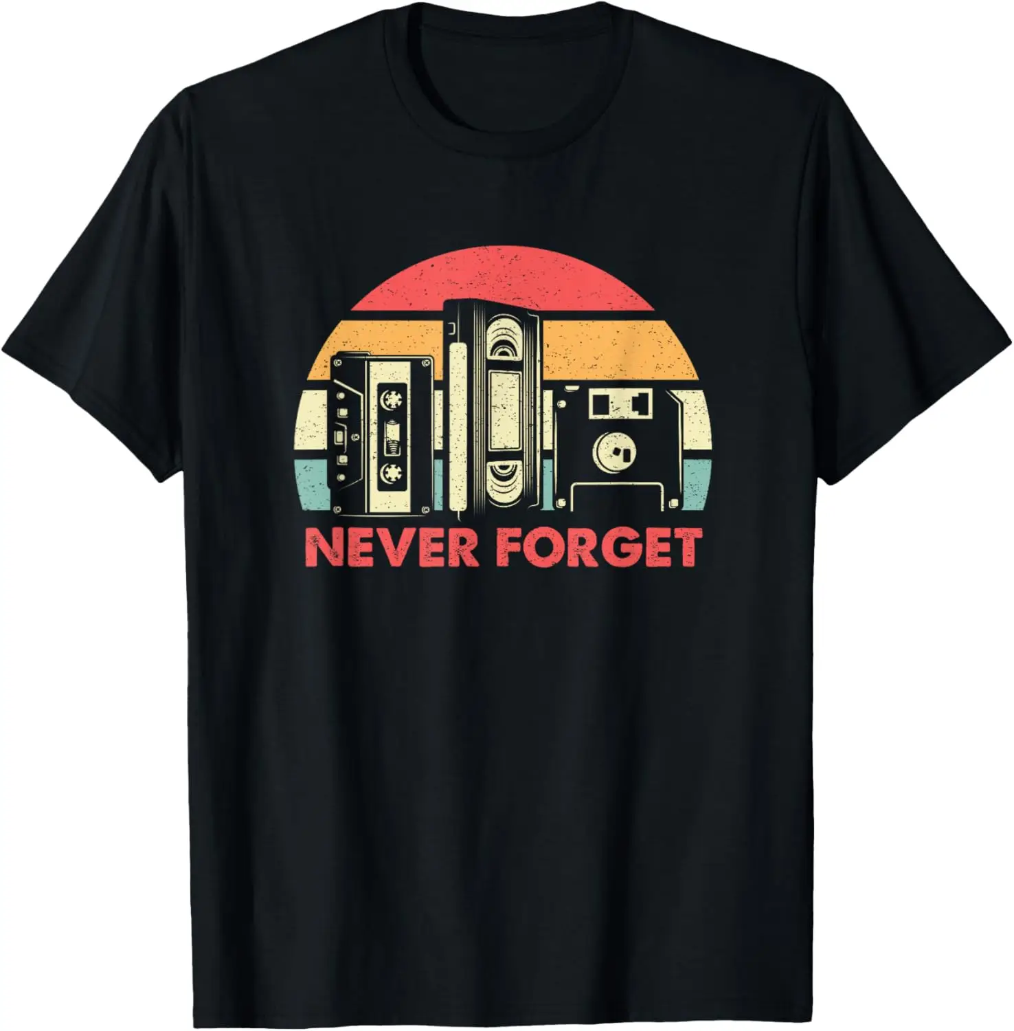 Camiseta Never Forget, cinta de casete, camiseta de disco de disquete de ordenador VHS