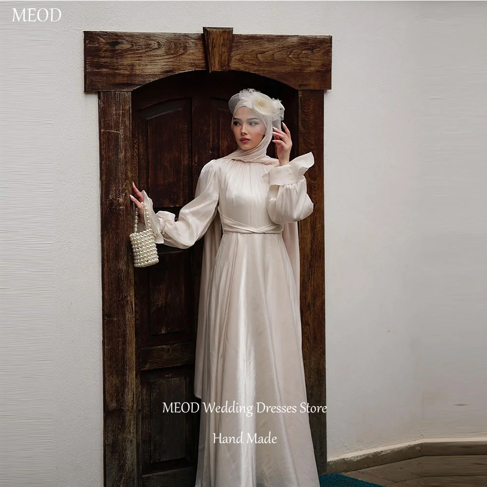 

MEOD Elegant Chiffon Wedding Dresses Bride O Neck A Line Long Sleeves Formal Vestidos De Novia Floor Length Dress Customized