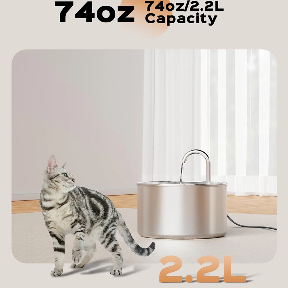 

Cat automatic water fountain, stainless steel pet water fountain, USB dog water fountain, small pet automatic drinking water