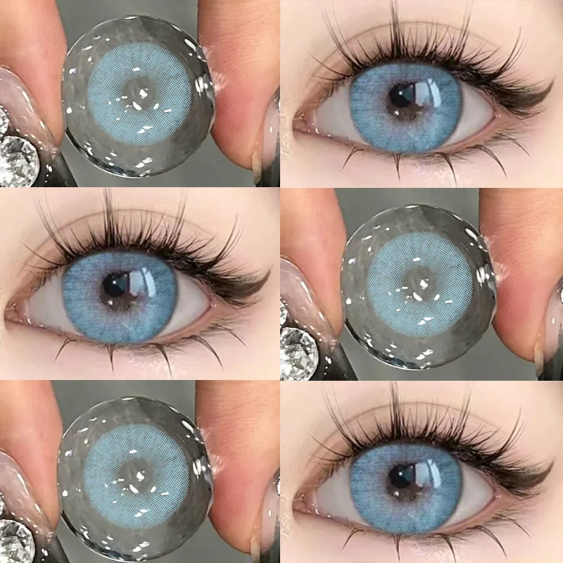 KSSEYE 2PCS Yearly Use Colored Contact Lenses for Eye Natural Pupils Grey Blue Contact Lenses Beauty Cosmetics High Quality Lens