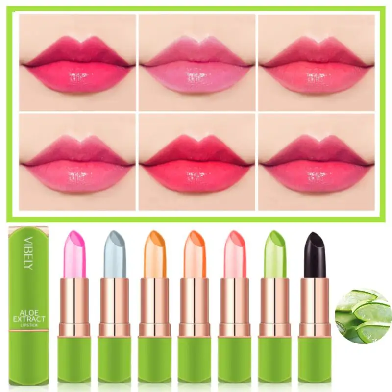 Spring Aloe Vera Moisturizing Lipstick Long Lasting Nouritious Lip Balm Temperature Changing Color lipgloss Lip Makeup Comestics