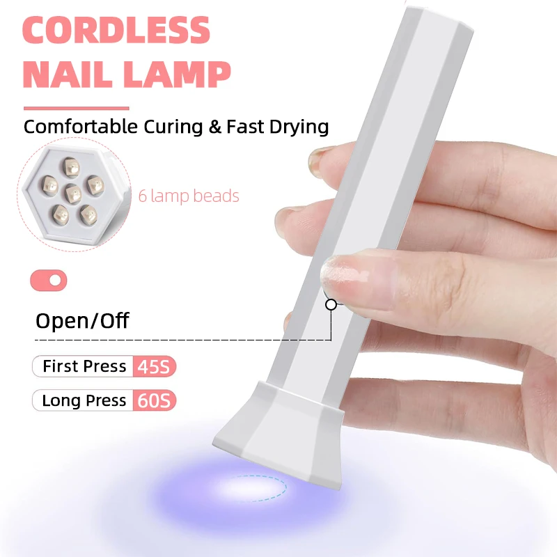 18W Mini UV LED Nail Lamp Portable Nail Lamp Fast Drying Curing Light for Gel Polish USB Rechargeable Home Phototherapy Tools