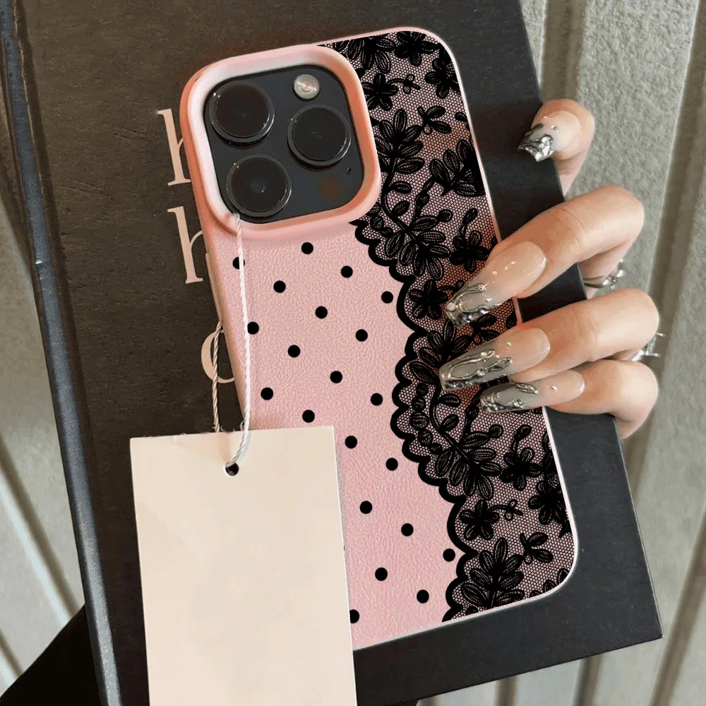 Capa de Telefone Fofa com Bolinhas Estilo INS para iPhone 13, Capa para iPhone 15 14 16 18 11 12 17 Pro Max, Capa de Silicone com Padrão Air Candy Lichee