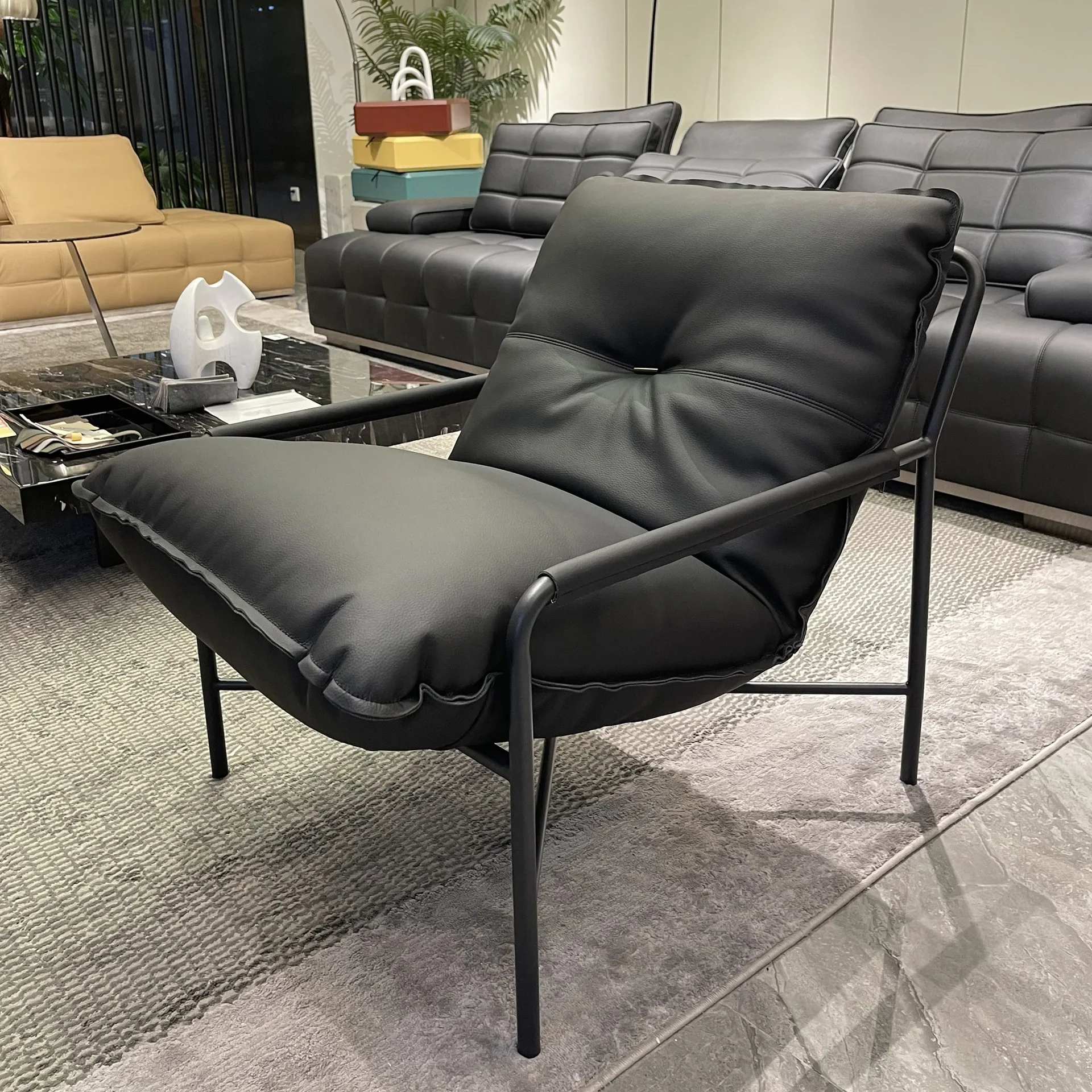 

Down leisure chair armrest single sofa chair Nordic simple and modern