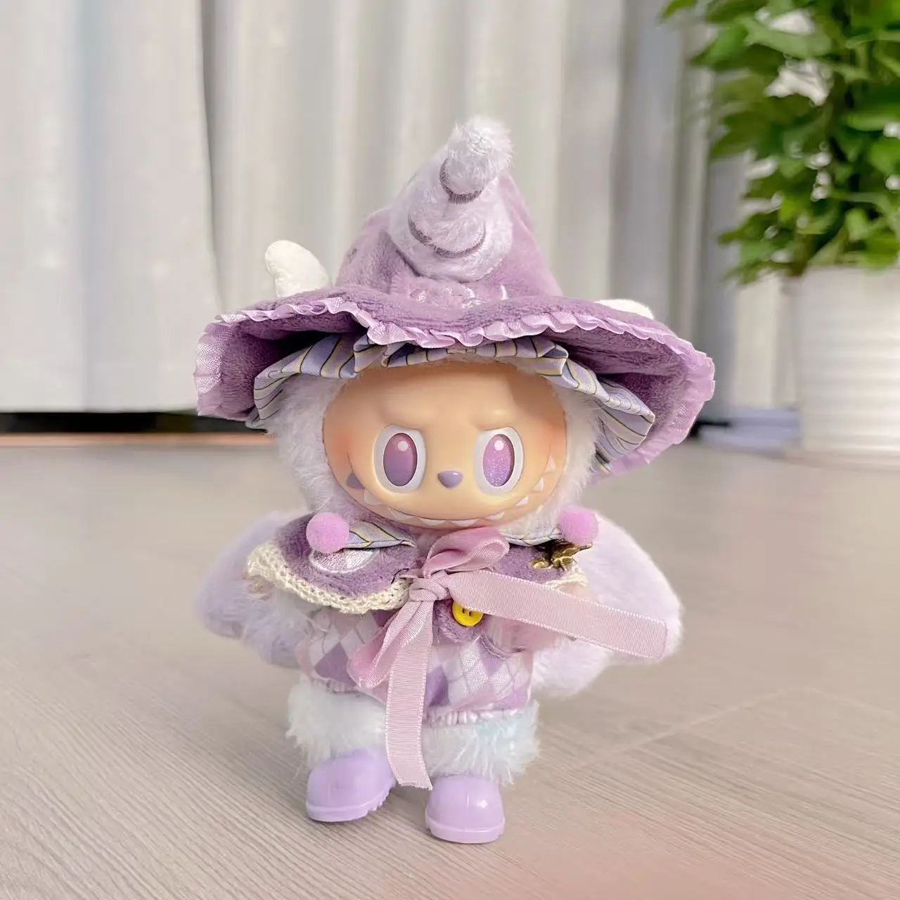 

Clothes for Labubu 1st-3rd Gen 15/17cm Doll Magical Witch Outfit Colorful Wizard Hats Plush Tail Details Enchanted Elf Doll