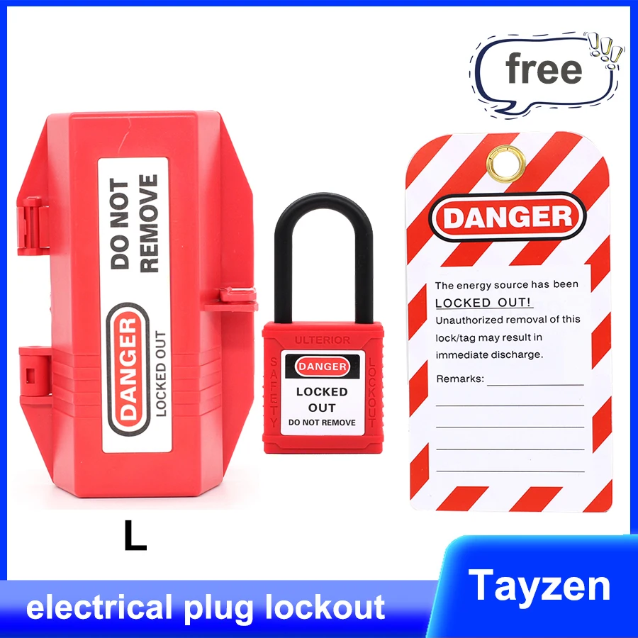 

free tag Large-size Electrical plug lockout industrial household plug locks loto lock device safety tools Electric Plug Lockout