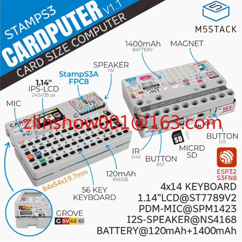 M5 Stack Cardputer V1.1 StampS3A Microcontroller 56 Key Keyboard Card Computer