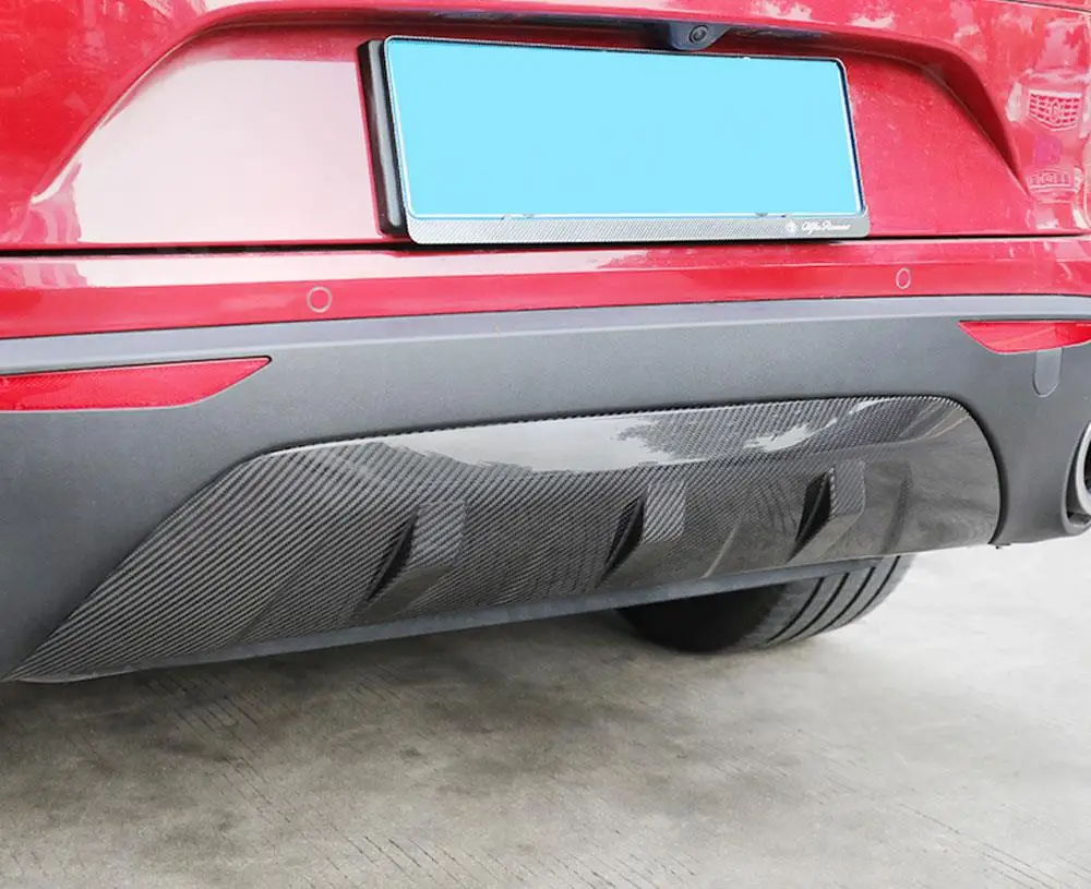 Carbon Fiber Rear Lip Diffuser Trim For Alfa Romeo Stelvio 2017 2018 2019 Fins Shark A Style Bumper Cover Car Styling ABS