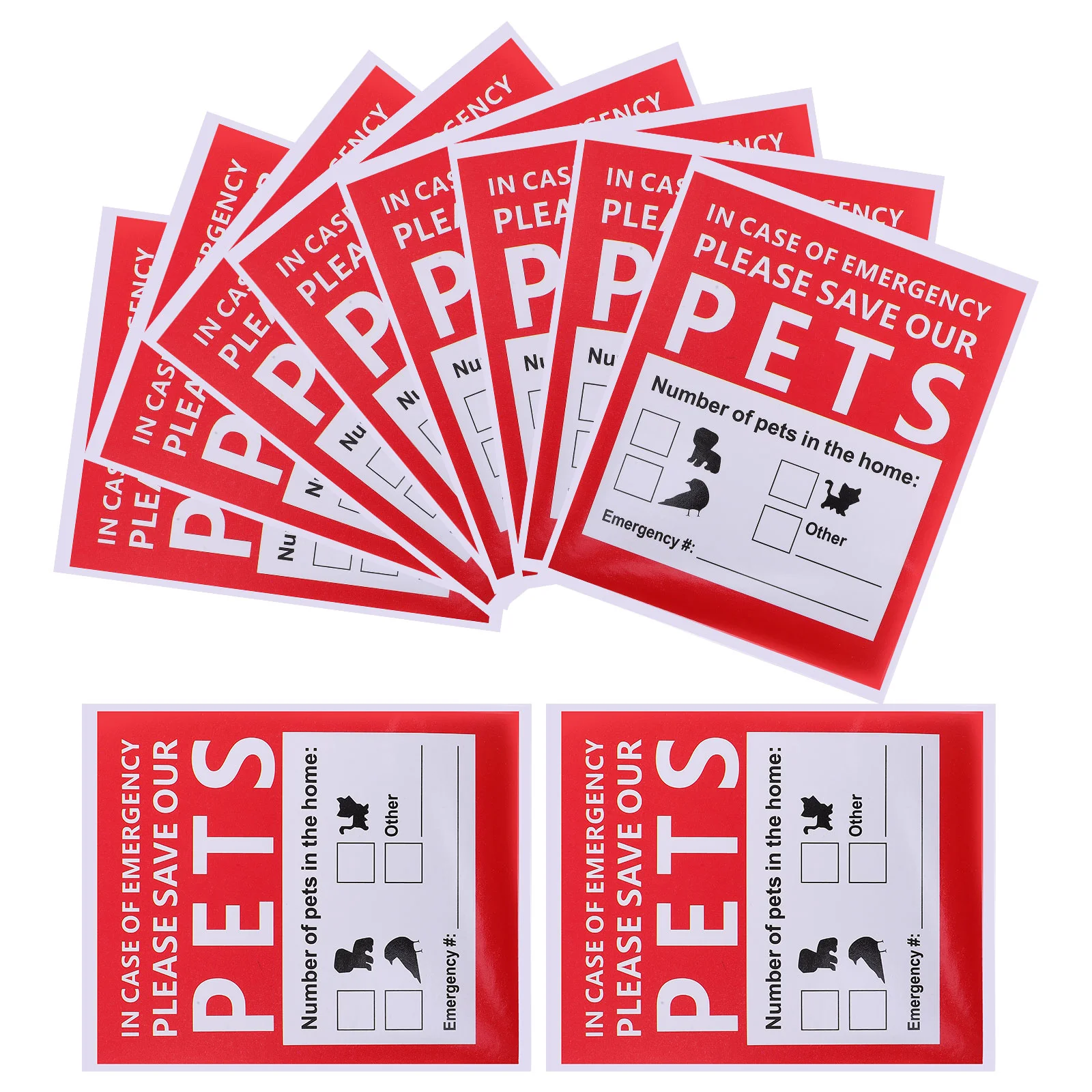 

10 Sheets Pet Alert Stickers for House Emergency Rescue Finder The Sign Red Accessory Safety Decal