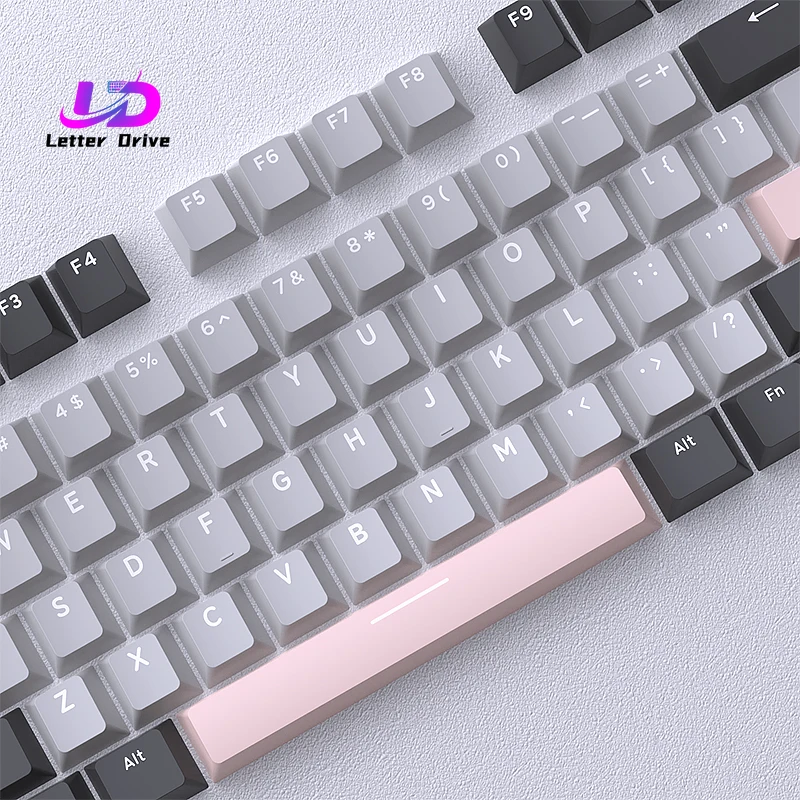 Letter Drive Super New 126 Keys Rock Ash Powder Color Matching Double Shot Cherry Profile PBT Keycaps for Mx Mechanical Keyboard