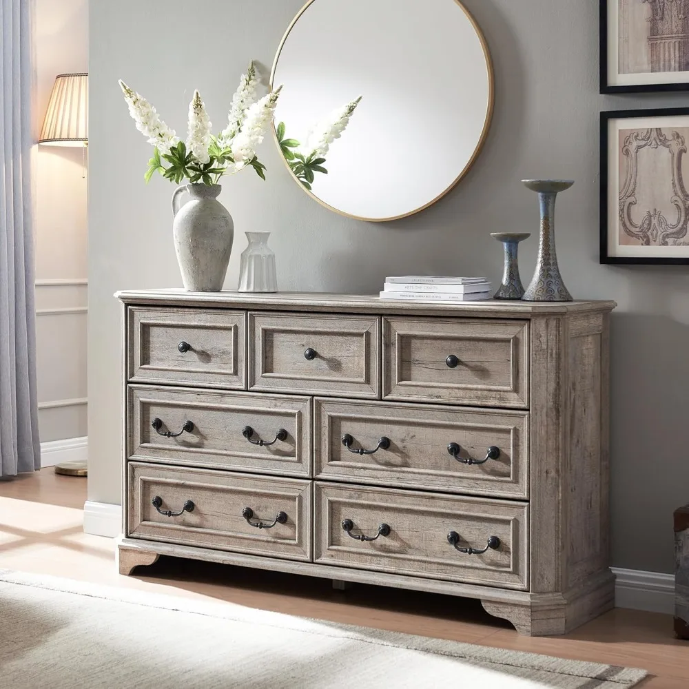 Farmhouse 7 Drawers Dresser for Bedroom, 54