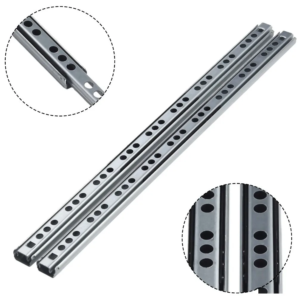2PCS Smooth Glide Bearing Drawer Slides 17mm Wide Hardware Accessories Drawer Glides Two Way Slide 8