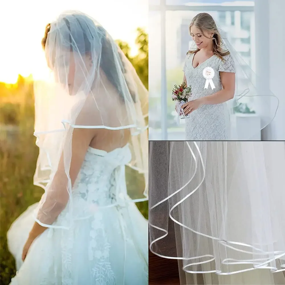 Velo da sposa Veli da sposa Veli da sposa corti semplici da donna Tulle bianco avorio con pettine per addio al nubilato delle spose