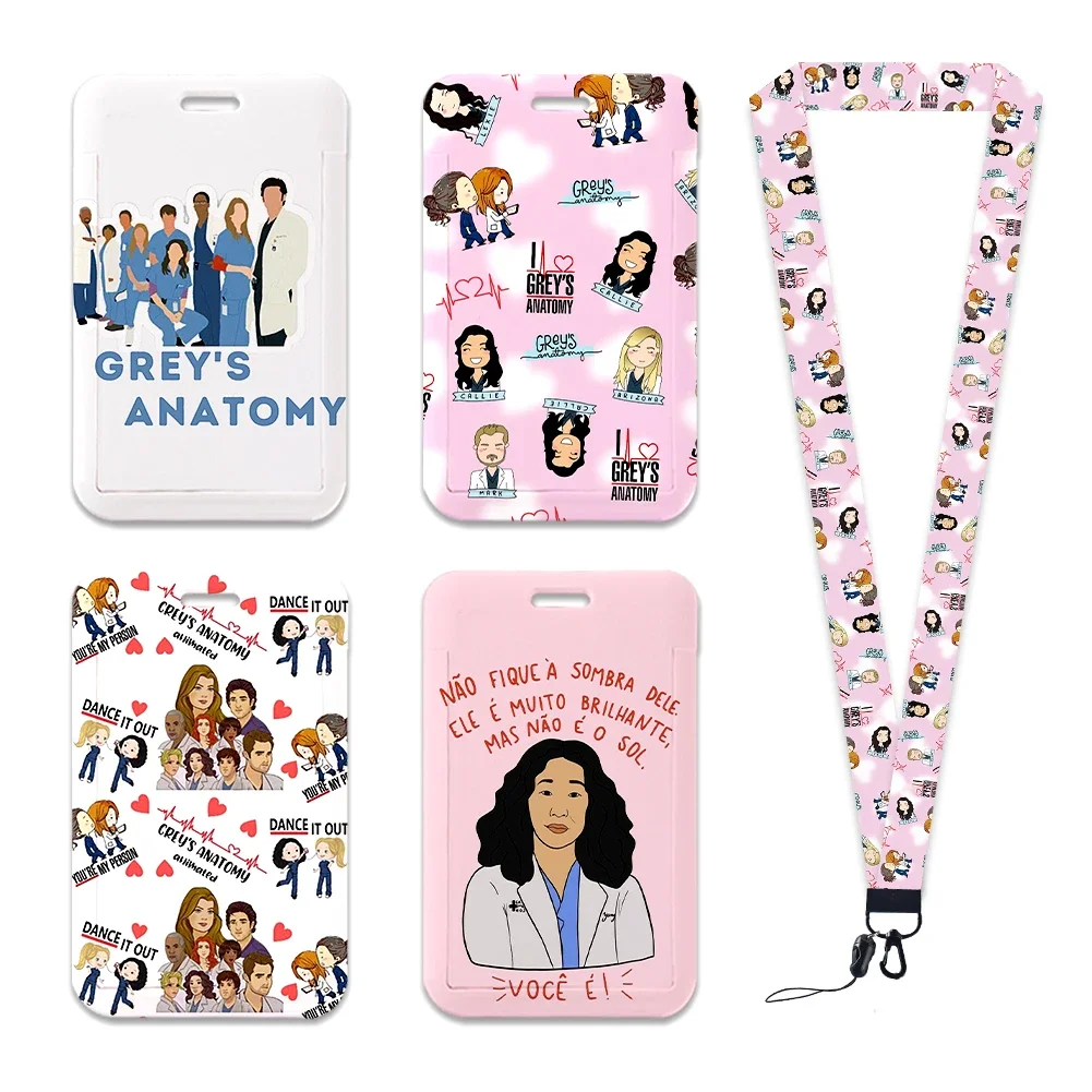 Grey's Anatomy Cartoon cremital Holder portachiavi cordino da collo per Pass Card Anime porta carte di credito portachiavi cinghie