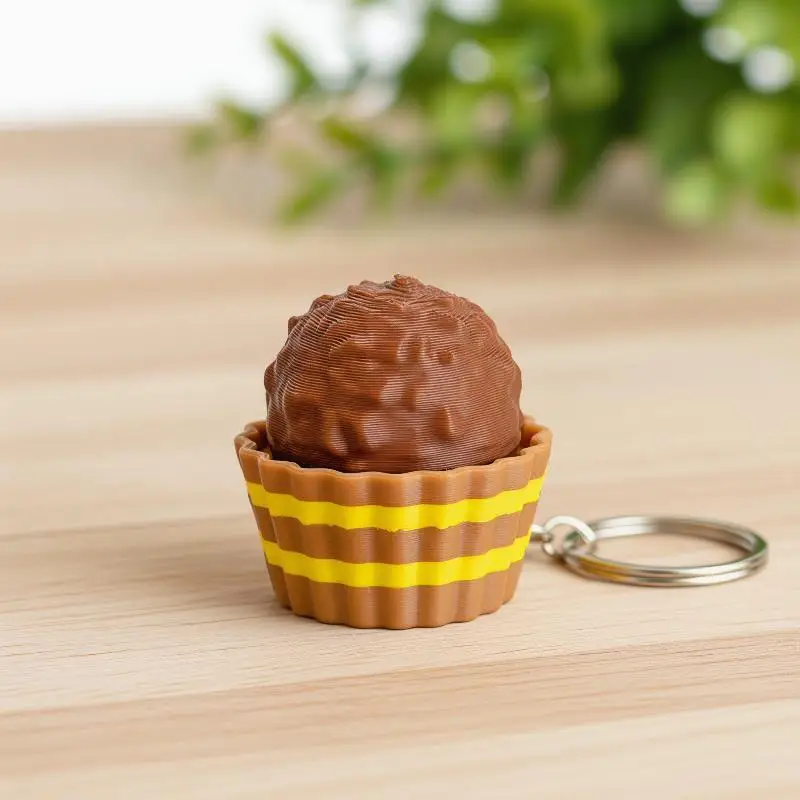 3D Molded Food Fidget Keychain Realistic Cake Chocolate Popper Charm Relax Keyring Bag Ornament Anxiety Relief Toy