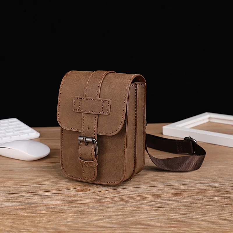 New Trend Small Bag For Men Women Leather Sling Shoulder Crossbody Bag Mobile Phone Bags Purse Male Card Wallet Fanny Waist Bags