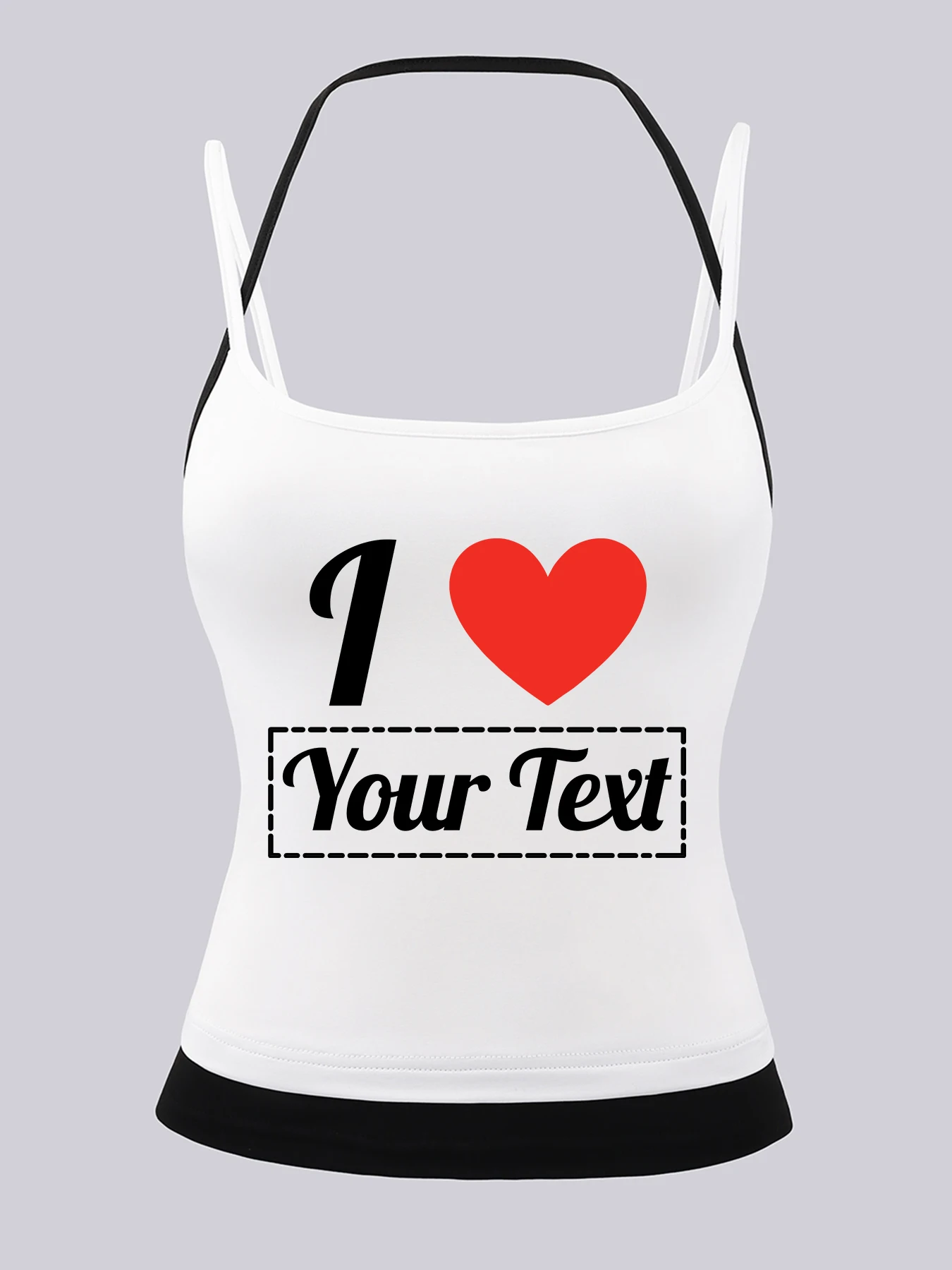 Personalisiertes Damen-Tanktop mit „I Love“-Text, sexy, modisch, lässig, Streetwear, Y2K, schlicht, Sommer, Sport, weiches Top, Bestie – Detail 14