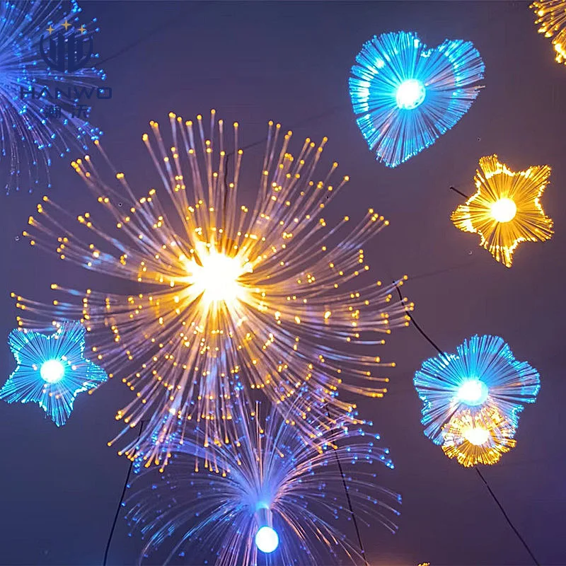 LED Fiber Optic Decorative Lights Festive Atmosphere Tree Hanging Lights Spring Festival Fiber Jellyfish Lights Street Lighting
