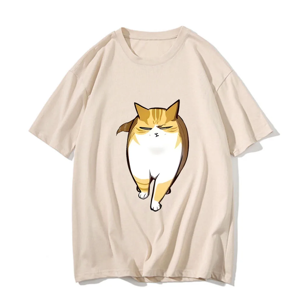 Camiseta con estampado de gato de dibujos animados para hombre y mujer, camisa de manga corta con estampado de dibujos animados, Tops informales Harajuku, ropa con pintura de animales