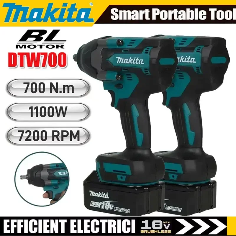 

Makita DTW700 Cordless Impact Wrench 1000N.M Brushless Electric Wrench Screwdriver Large Torque Auto Repair Power Tools