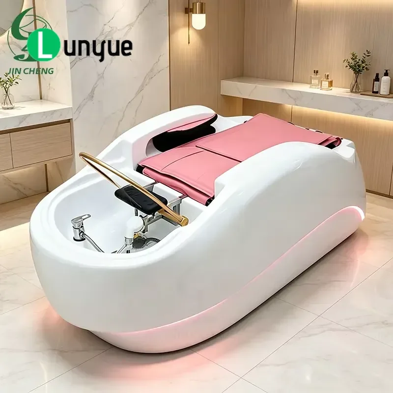Luxury Adjustable Shampoo Bed with Heater Steamer Water Circulation High Quality Massage Spa Furniture for Beauty