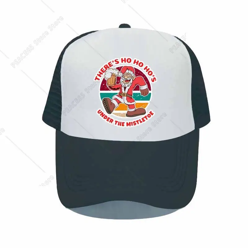 

There Is Ho Ho Ho Under The Mistletoe Hip Hop Hats Merry Christmas Vacation Snapback Cap Rainbow Beer Santa Trucker Hat