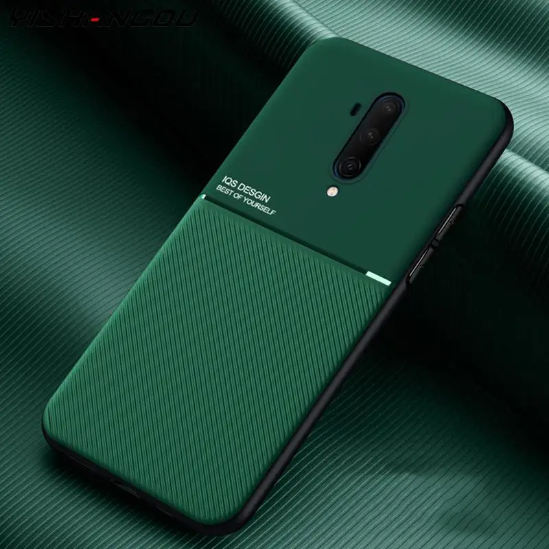 Leather Texture Shockproof Matte Silicone Case For Oneplus 7T 7 8 Pro 8 Nord magnetic metal plate car holder stand cover cases