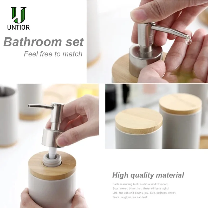 Ceramic Bathroom Accessories Set Fashion Soap Dispenser Toothbrush Holder Tumbler Ceramic Household Bathroom Product