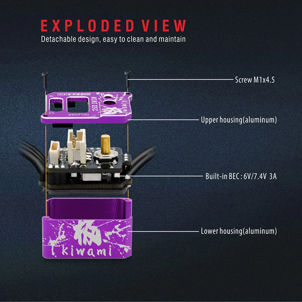 ROCKET-RC 3500KV-6800KV moteur 30A ESC avec carte de programmation LED brosses Combo BEC 3A 6V/7.4V contrôleur de vitesse pour voiture RC 1/18 RC