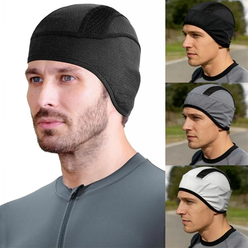 

Cycling Motorcycle Under Helmet Liner Wicking Sweat Hat Summer Quick Dry Breathable Mesh Beanies Skull Hat Sports Running Cap